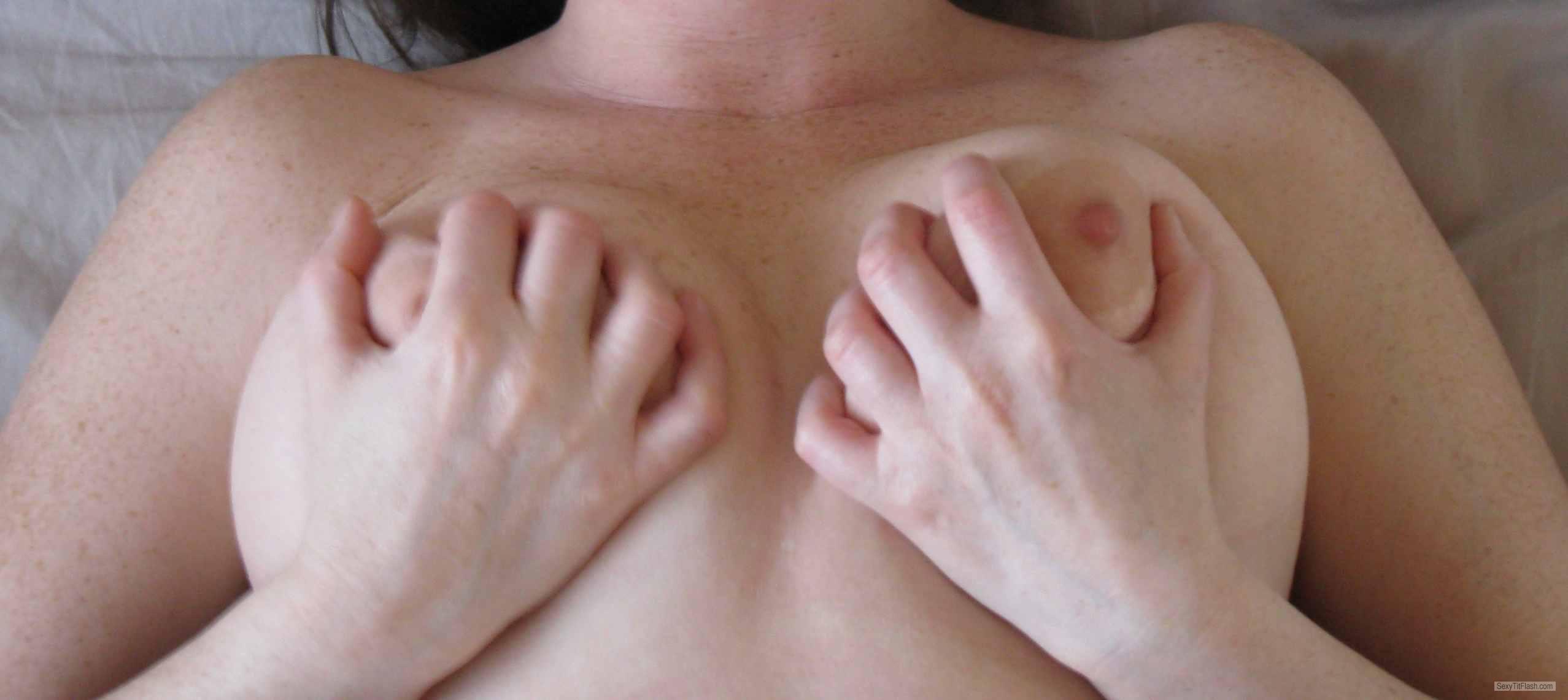 Tit Flash: Wife's Medium Tits - Sara from United States
